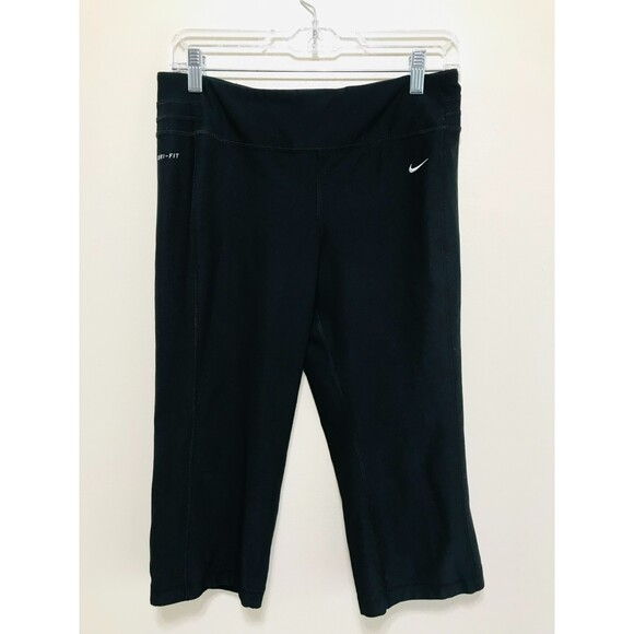 Nike Pants - Nike Dri Fit Women's Capri Yoga Athletic Stretch Pants Size M Black